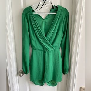 Emerald green long sleeved romper